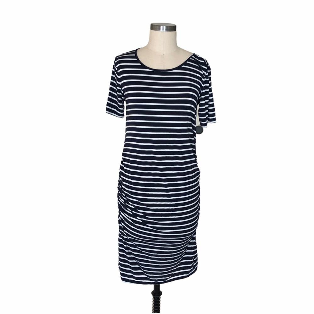 MATERNITY Nautical‎ Striped Midi Bodycon Dress L